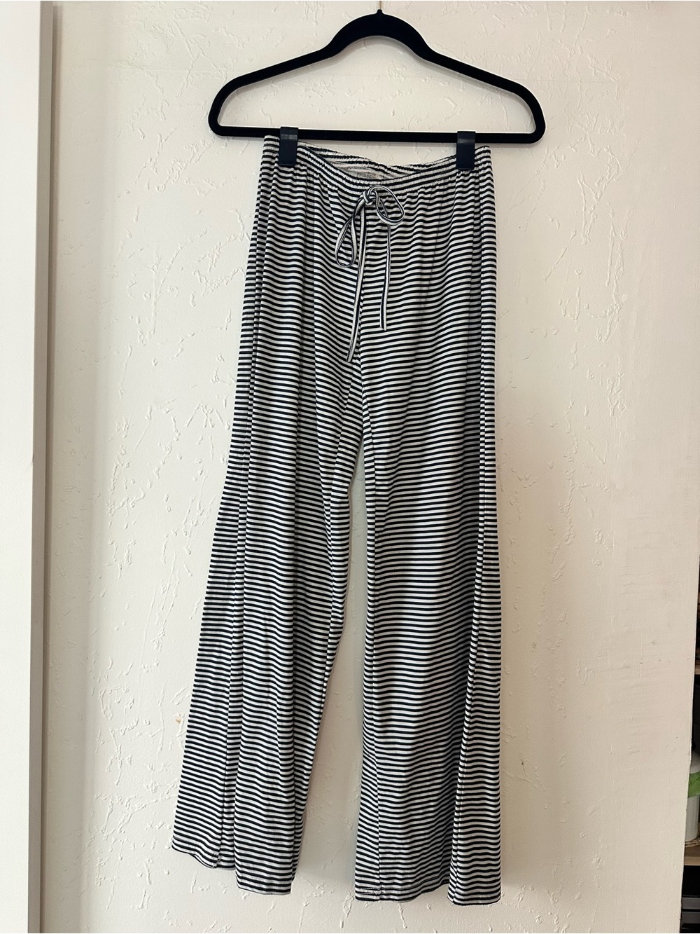 Striped Navy & White Wide Leg Lounge Pants